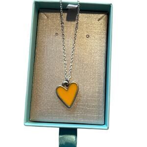NWT NIB Lisa Leonard Designs Yellow Brave Love Pewter Heart Necklace